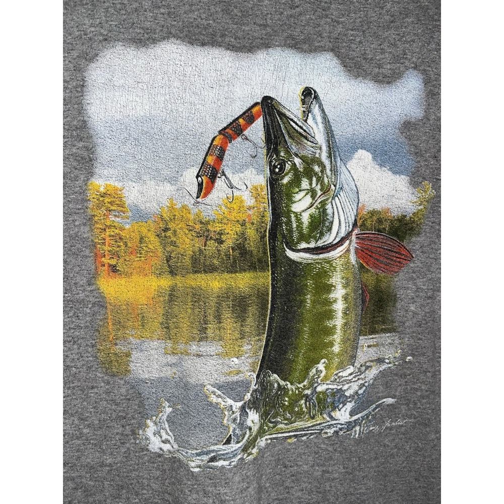 Artisan Musky Fishing Fisherman All Over Print T Shirt Fish Mens‎ XXL